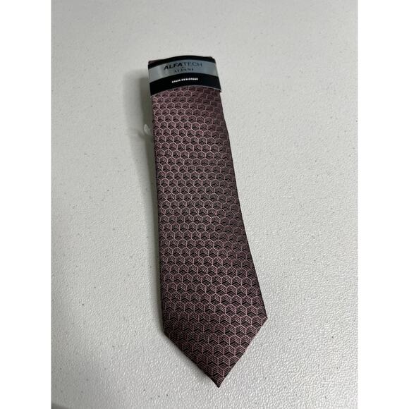 Alfani Stain Resistant Black and Rose Geometric Pattern Designer Slim Tie NWT - Picture 1 of 7